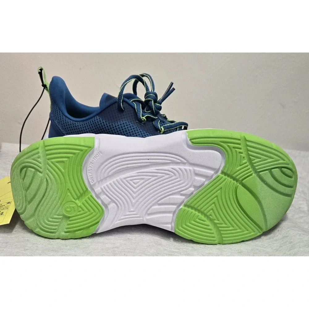 All in Motion Camren Kids Blue Lime Green Cushion IQ Athletic Sneakers Size 5